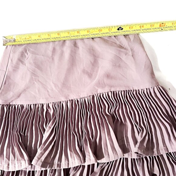 BCBGMAXAZRIA Ruffle NIMA Mini Pleated Flirty Skate Skirt Size 0 Hazelnut - Picture 7 of 12